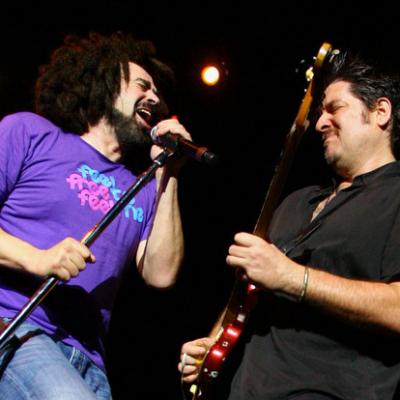 Immy on stage with Adam Duritz